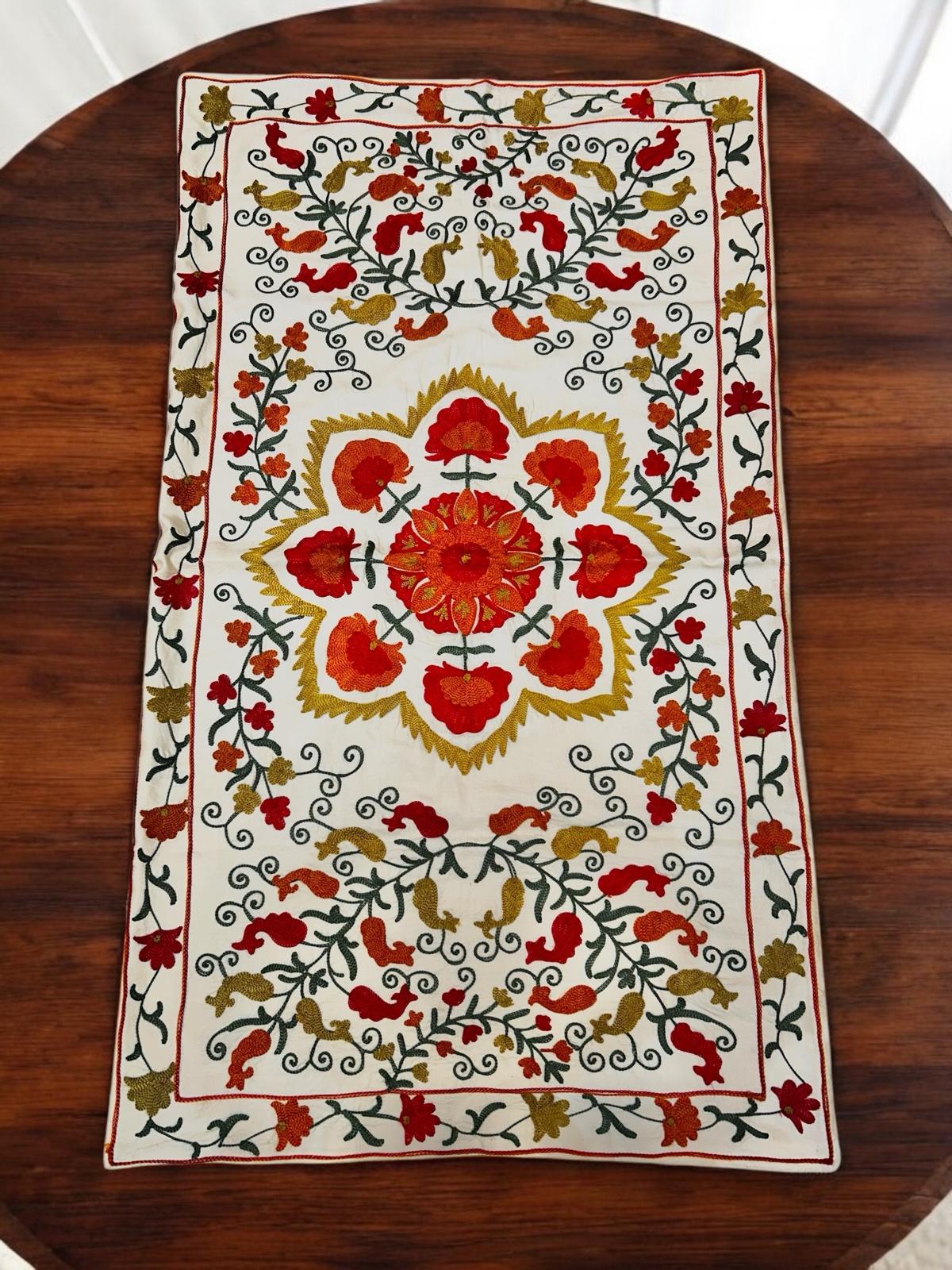 Embroidered Silk Table Runner Suzani 45x80 cm 4004
