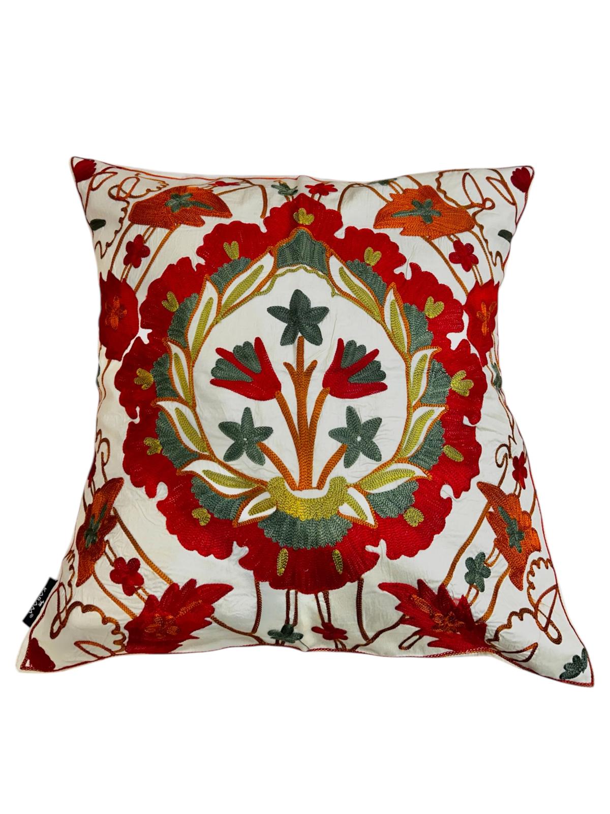 Embroidered Silk Cushion Cover Suzani 45x45 cm 4002