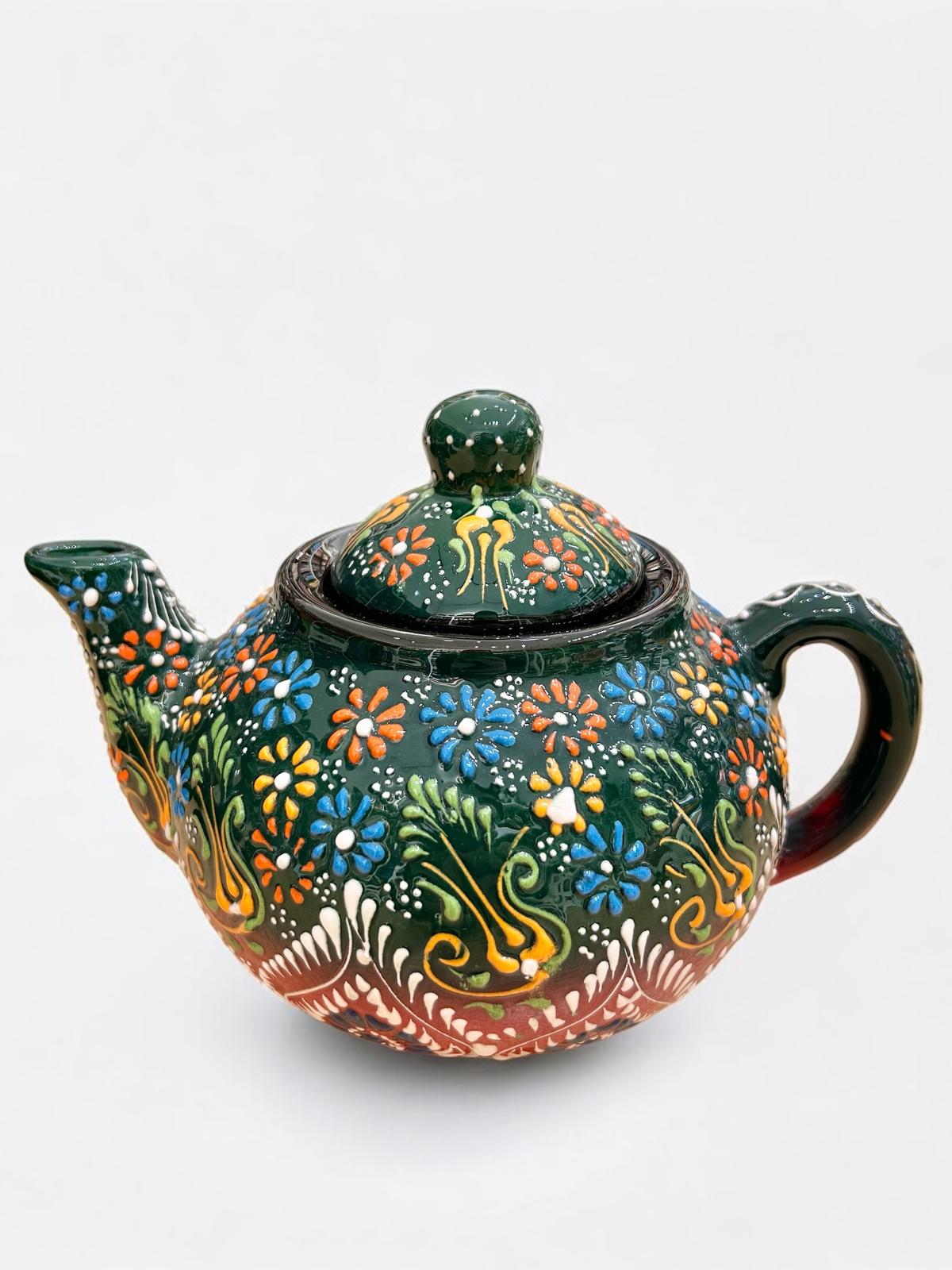 Large Dark Green Ceramic Teapot 1164